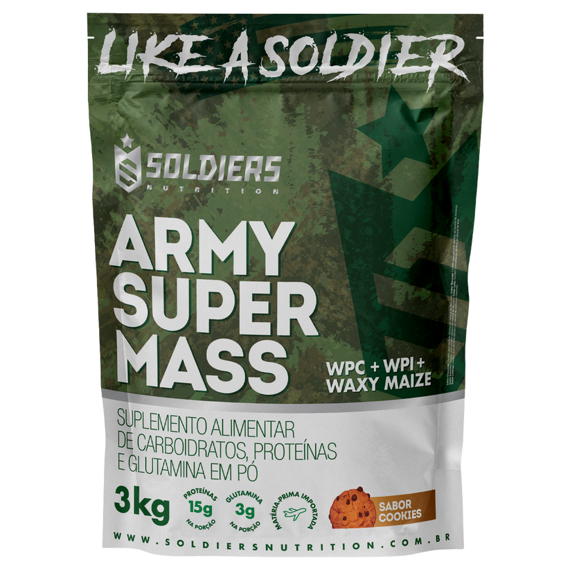Hipercalórico Army Super Mass 3kg - sabor Cookies